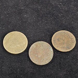 1858, 1883, 1902 United States One Cent Coin Lot Flying Eagle And 2 Indian Heads